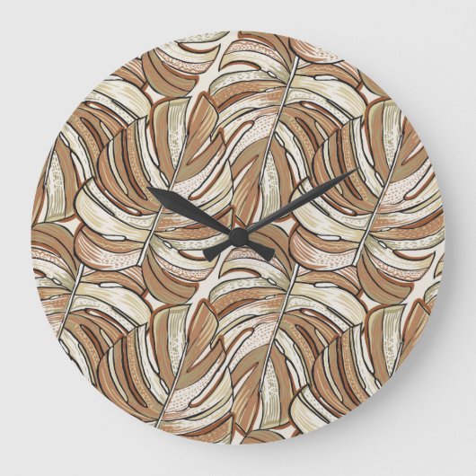 Graphic Monstera Blätter Tropical Design Große Wanduhr (Vorderseite)