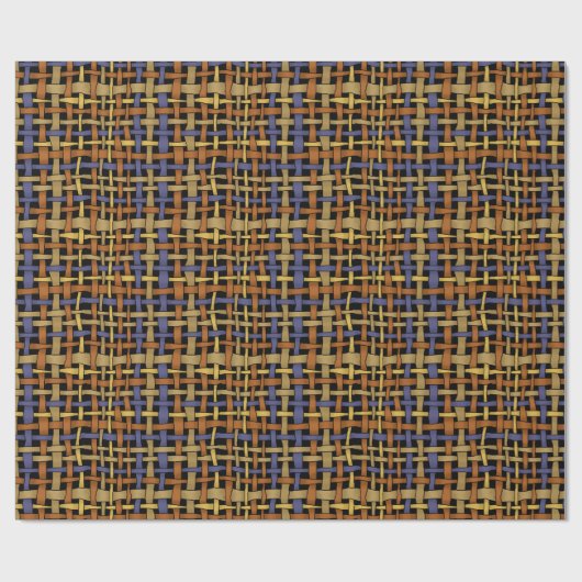 Graphic Natural Looking Woven Strings Blue Geschenkpapier (Flach)