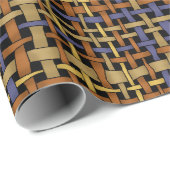 Graphic Natural Looking Woven Strings Blue Geschenkpapier (Rolleneckpunkt)
