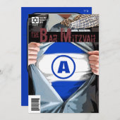 Graphic Novel Bar Mitzvah mit Bet Hey Einladung (Vorne/Hinten)
