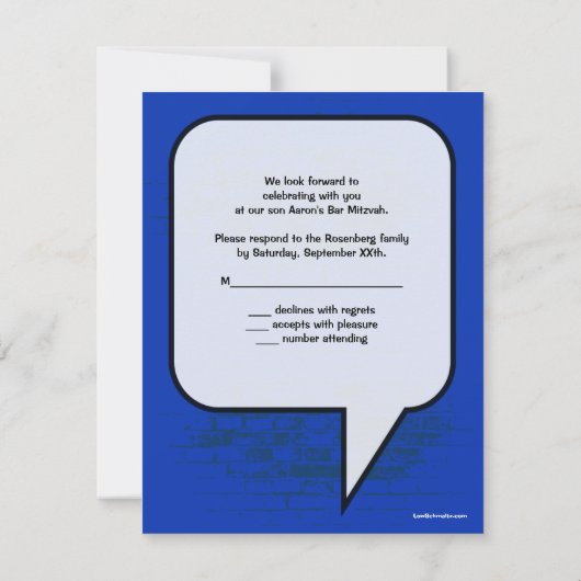 Graphic Novel Bar Mitzvah Reply RSVP Card (Rückseite)