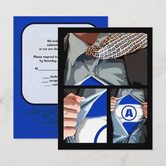 Graphic Novel Bar Mitzvah Reply RSVP Card (Vorne/Hinten)