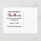 Graphic Novel Bar Mitzvah Save the Date Postkarte (Rückseite)