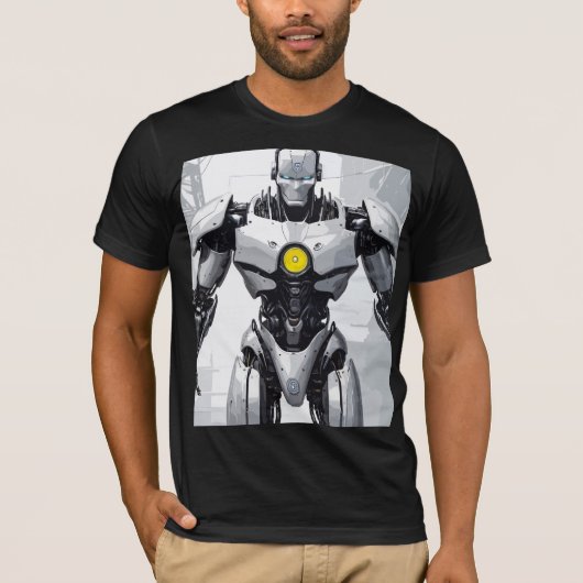 Graphic Novel Cyborg White Armored Mecha T-Shirt (Vorderseite)
