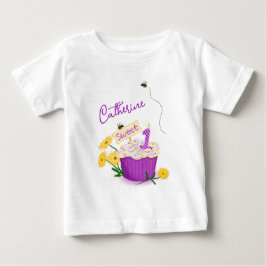 Graphic Pastel Floral Yellow Lila 1. Geburtstag Baby T-shirt