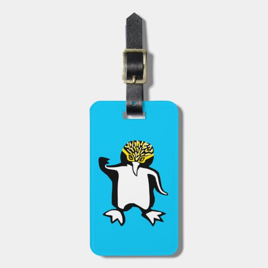 Graphic PENGUIN - gefährdetes Tier - blau Gepäckanhänger (Vorderseite vertikal)