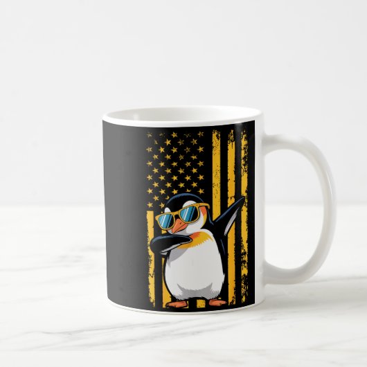 Graphic Penguin Retro American Flag Funny Penguin Kaffeetasse (Rechts)
