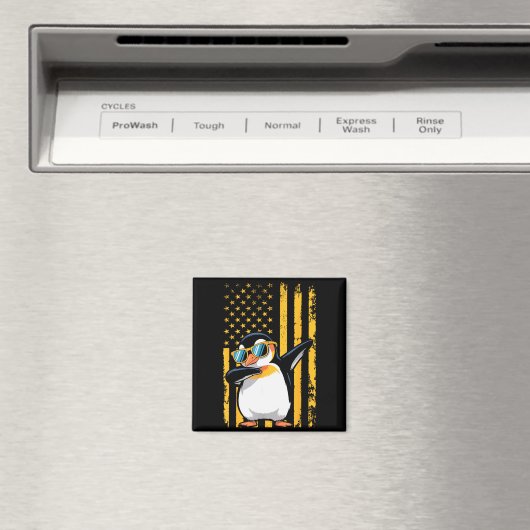 Graphic Penguin Retro American Flag Funny Penguin Magnet (In Situ (Geschirrspüler))