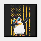 Graphic Penguin Retro American Flag Funny Penguin  Magnet (Vorne)