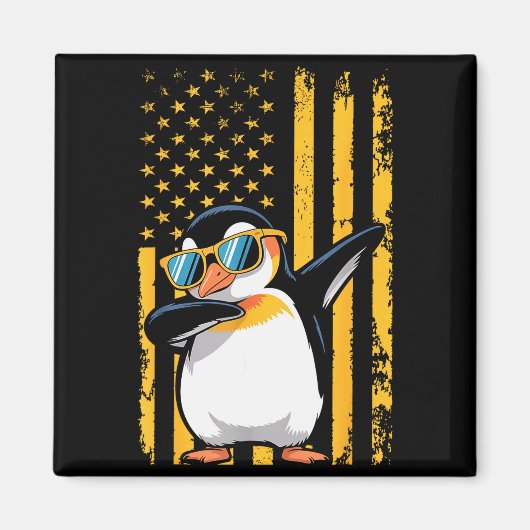 Graphic Penguin Retro American Flag Funny Penguin Magnet (Vorne)