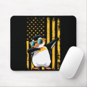 Graphic Penguin Retro American Flag Funny Penguin Mousepad (Mit Mouse)