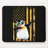 Graphic Penguin Retro American Flag Funny Penguin Mousepad (Vorne)