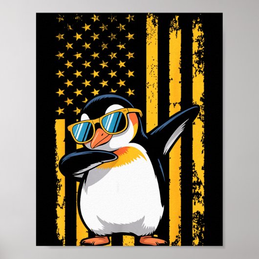 Graphic Penguin Retro American Flag Funny Penguin Poster (Vorne)
