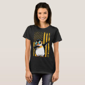 Graphic Penguin Retro American Flag Funny Penguin T-Shirt (Vorne ganz)