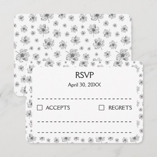 Graphic peonies. RSVP karte (Vorne/Hinten)