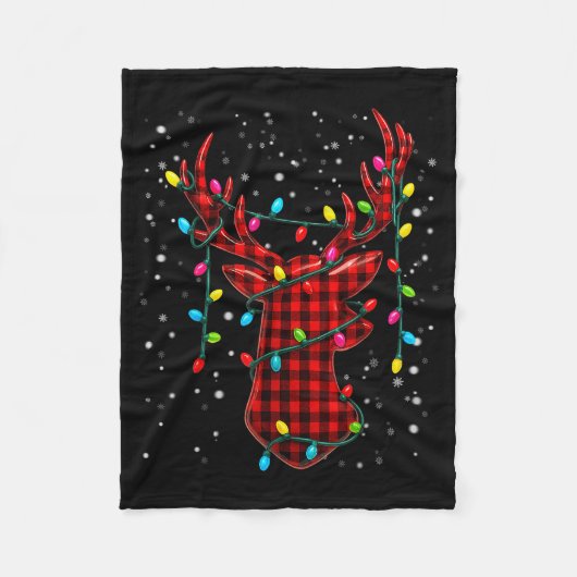 Graphic Plaid Rudolph Christmas Tree Light Xmas Me Fleecedecke (Vorderseite)