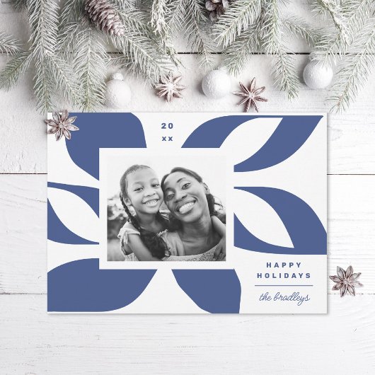 Graphic Poinsettia Foto Feiertagskarte