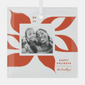 Graphic Poinsettia Foto Ornament Aus Glas (Vorderseite)