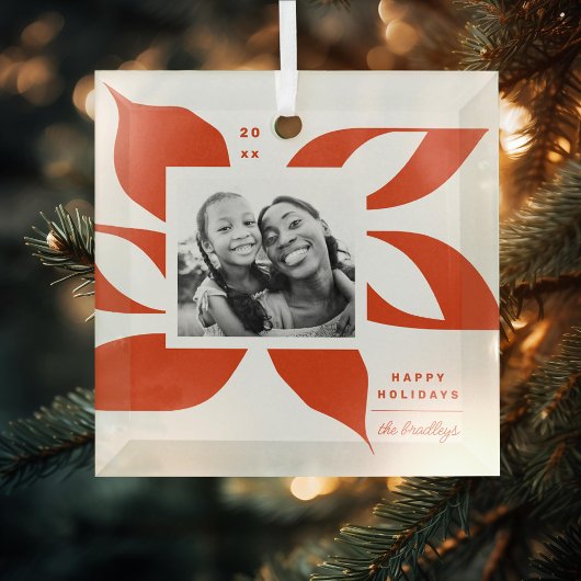 Graphic Poinsettia Foto Ornament Aus Glas