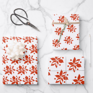 Graphic Poinsettia Holiday Geschenkpapier Set