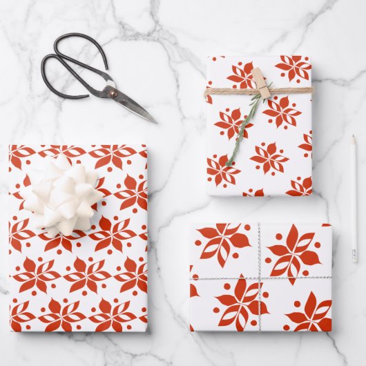 Graphic Poinsettia Holiday Geschenkpapier Set (Vorderseite)