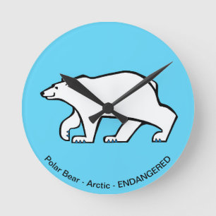 Graphic Polar BEAR-Arctic wild life - Ice blue Runde Wanduhr
