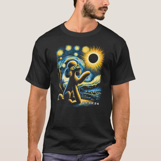 Graphic Poodle Solar Eclipse Painting Art Animal B T-Shirt (Vorderseite)