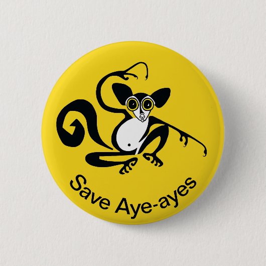 Graphic Rett AYE-AYES - Primat - Wildtiere - Gelb Button (Vorderseite)