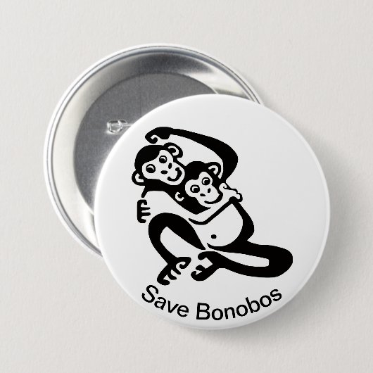 Graphic -Rett BONOBOS - Schimpanse - Wildtiere - Button (Vorne & Hinten)