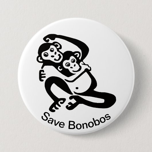 Graphic -Rett BONOBOS - Schimpanse - Wildtiere - Button (Vorderseite)