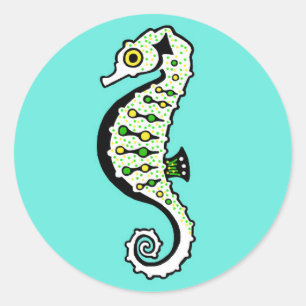 Graphic SEEPFERD - Nature - Aqua blue Runder Aufkleber