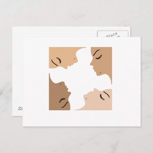 Graphic showing unity amongst beautiful women postkarte (Vorne/Hinten)