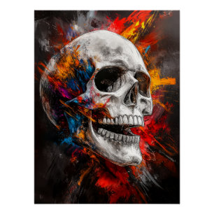 Graphic Skull mit explodierenden Farben Poster