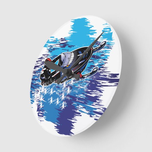 Graphic Snowmobiler Runde Wanduhr (Winkel)