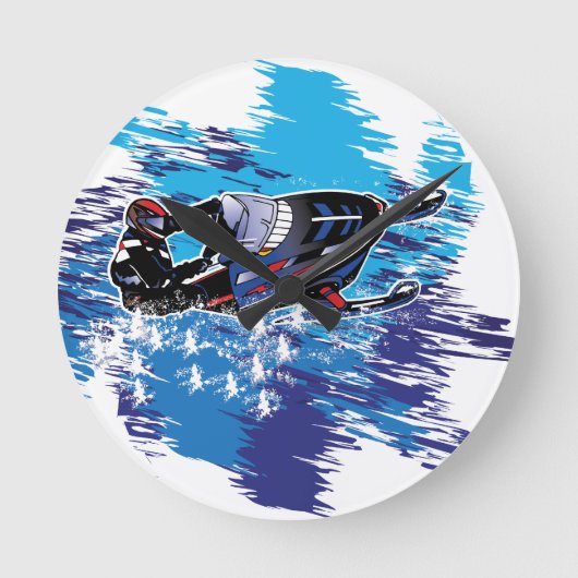 Graphic Snowmobiler Runde Wanduhr (Vorderseite)