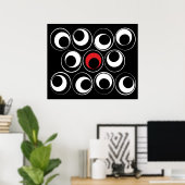 Graphic Spheres in Red Poster (Heimbüro)