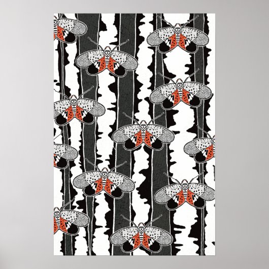 Graphic Spotted Lanternfly Hand Drawn Art Poster (Vorne)