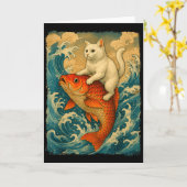 Graphic Tee Men Women Funny Cat Koi Japanese Art W Karte (Gelbe Blume)