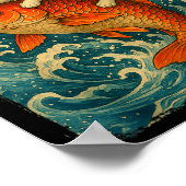 Graphic Tee Men Women Funny Cat Koi Japanese Art W Poster (Ecke)