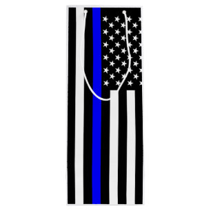 Graphic Thin Blue Line Display US-Flagge Geschenktüte Für Weinflaschen