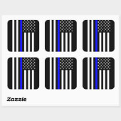Graphic Thin Blue Line Display US-Flagge Quadratischer Aufkleber (Blatt)
