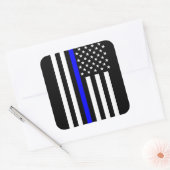 Graphic Thin Blue Line Display US-Flagge Quadratischer Aufkleber (Umschlag)