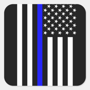 Graphic Thin Blue Line Display US-Flagge Quadratischer Aufkleber