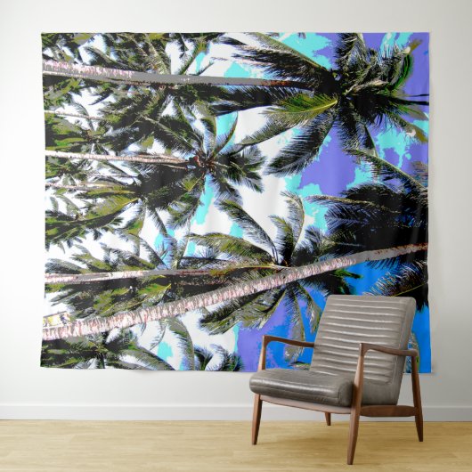 Graphic Tropical Palm Trees Focal Point Wandteppich (Beispiel (Horizontal))