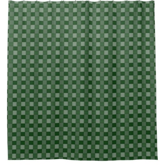 Graphic Woven Checkered Forest Green Duschvorhang (Vorderseite)