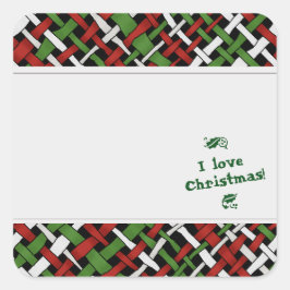 Graphic Woven Christmas Burlap Labels mit Text Quadratischer Aufkleber
