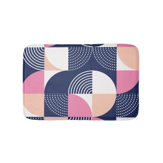 Graphische Kreise Vintag Nahtloses Muster Badematte (Vorderseite)