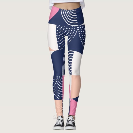 Graphische Kreise Vintag Nahtloses Muster Leggings (Vorderseite)