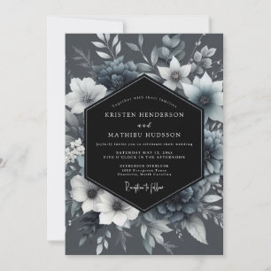 Graphit-Ätherische-Blüten-Hochzeit Einladung
