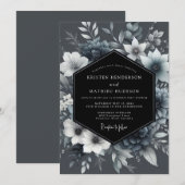 Graphit-Ätherische-Blüten-Hochzeit Einladung (Vorne/Hinten)